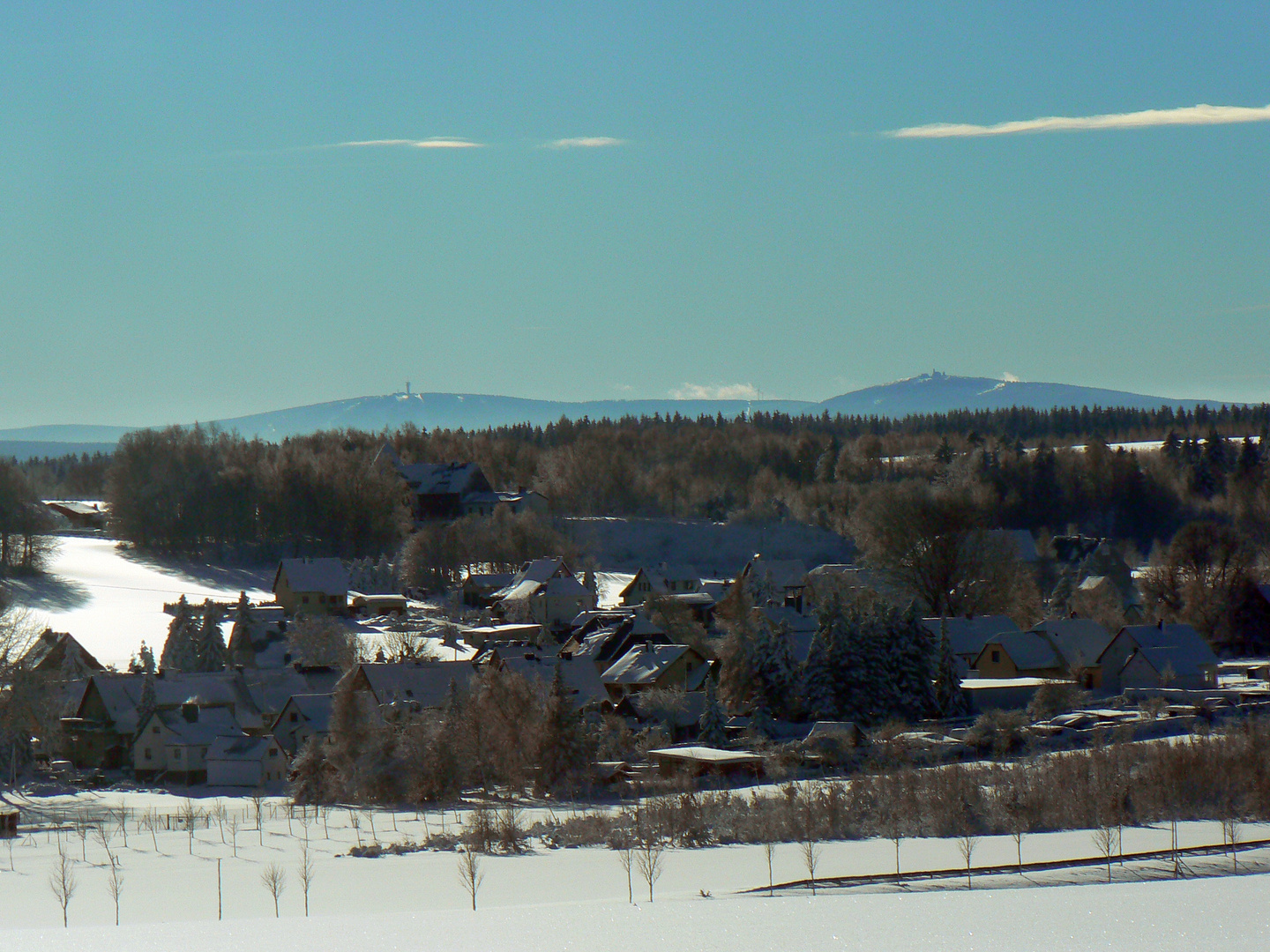 Lauta bei Marienberg mit Keilberg und Fichtelberg