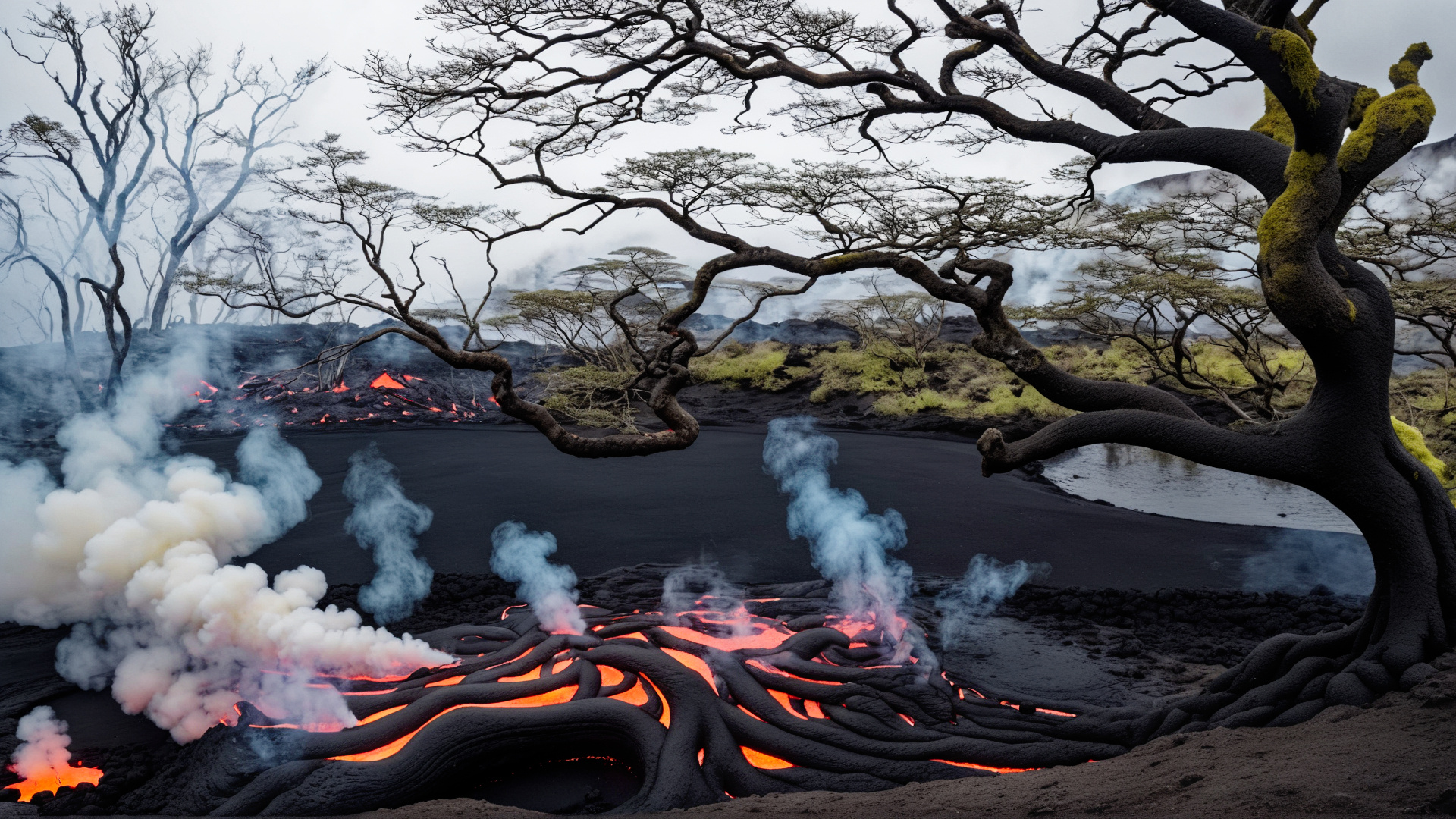 Lava und Wurzeln (KI-Szene)