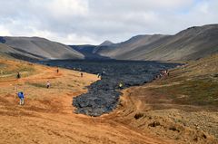 Lavastrom am Vulkanausbruch auf der Halbinsel Reykjanes