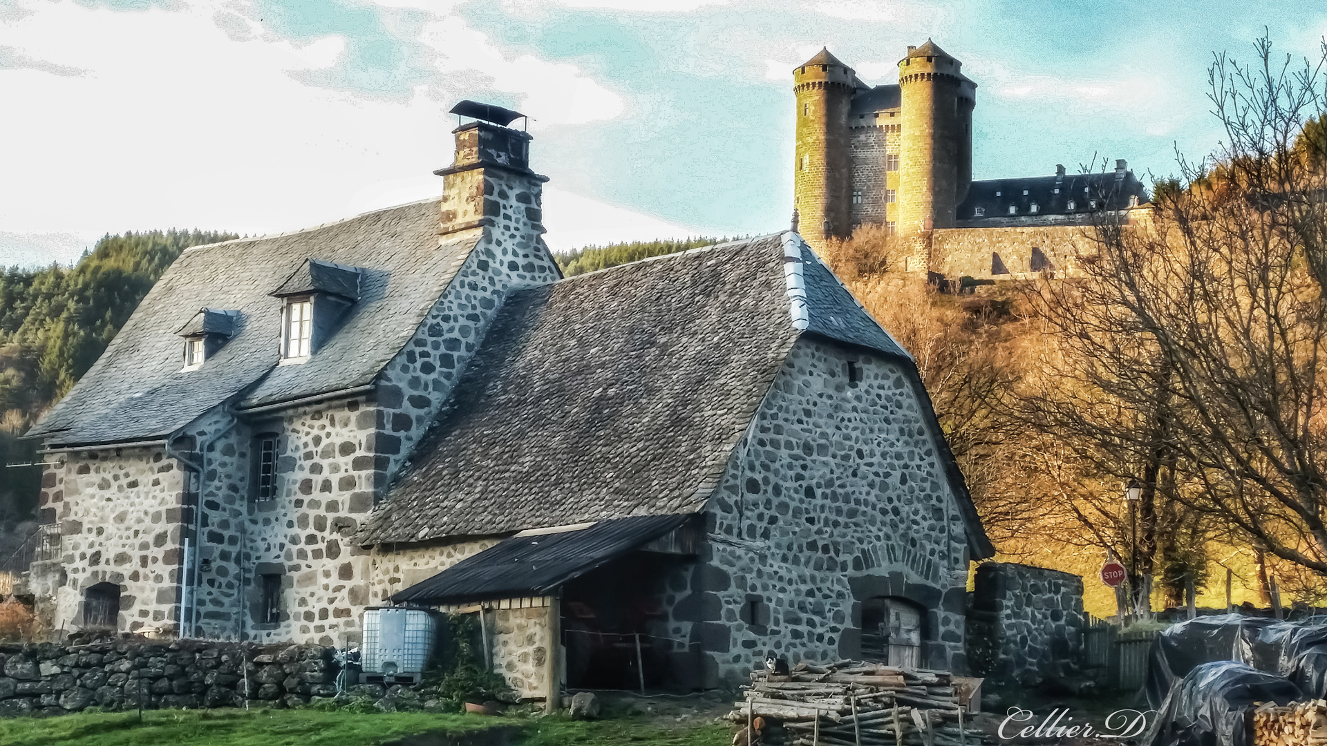 Le château médiéval d'Anjony dans le joli petit village de Tournemire