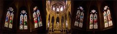 Le chœur et quelques vitraux  --  Cathédrale Saint-Jean-Baptiste de Bazas 