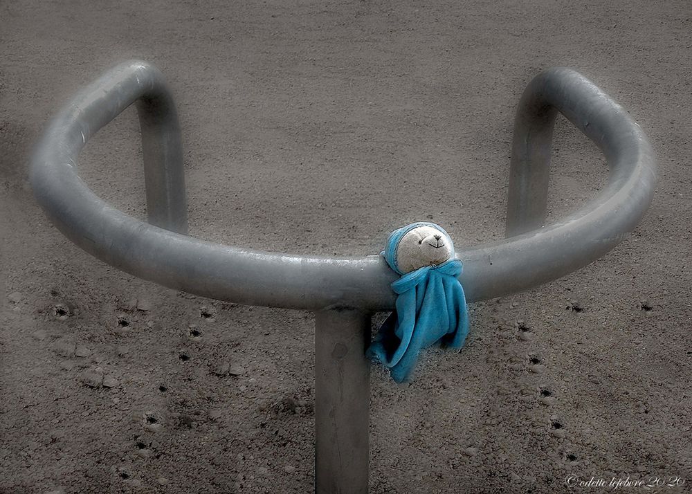 Le doudou seul sur la plage