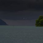 Le haut lac Léman un jour d'orage, vu du Bouveret