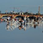 le miroir d'eau, le pont de pierre et les grues (non volantes ) ahah 