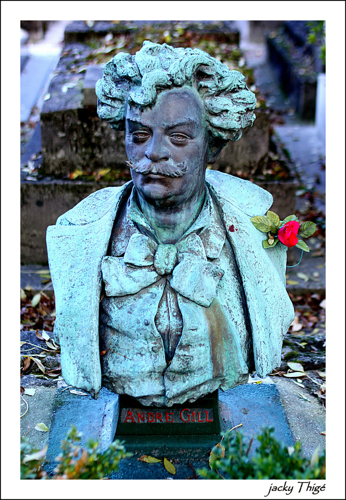 Le monument funéraire d'André GILL au cimetière du Père Lachaise créateur du cabaret le Lapin Agile