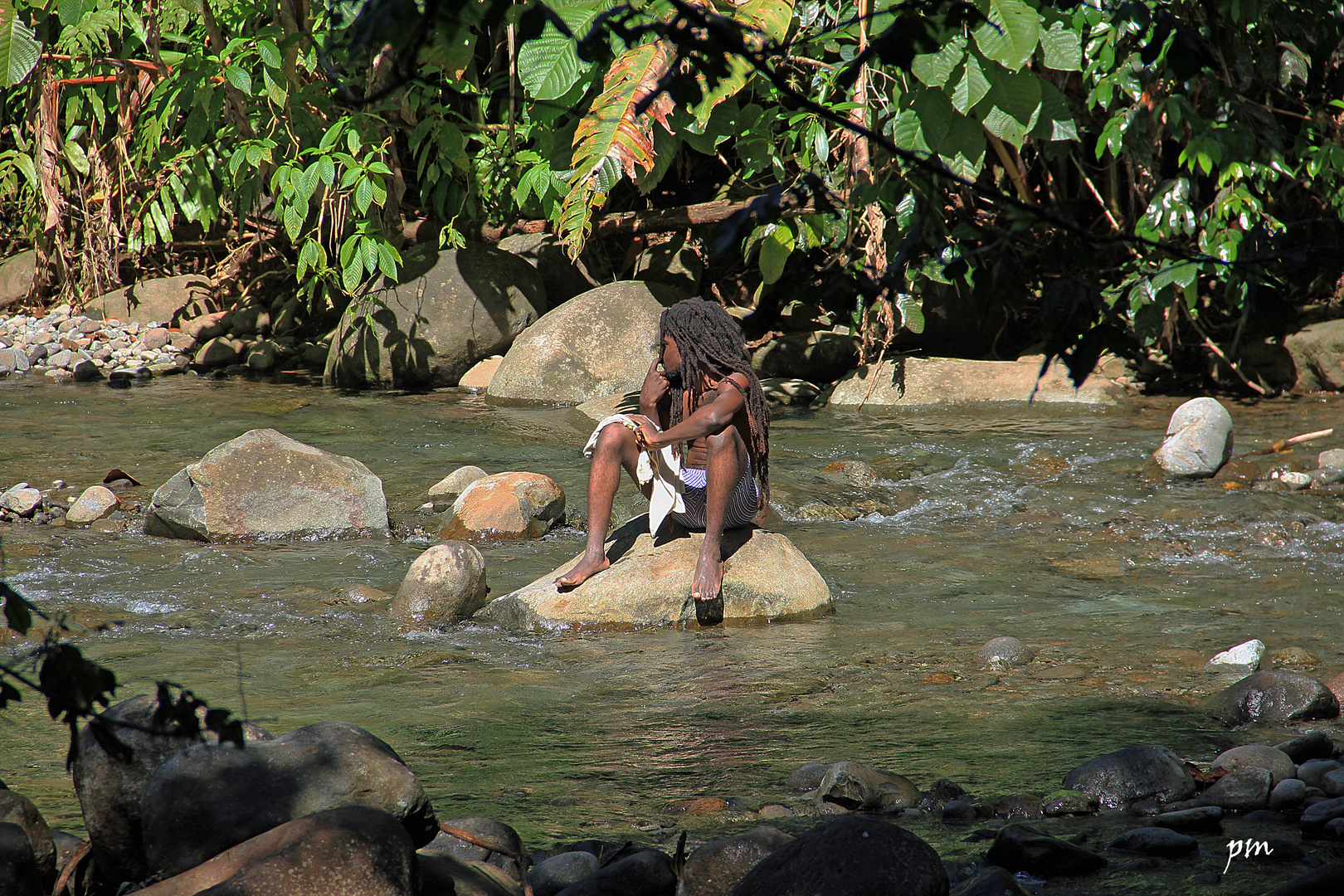 Le penseur au milieu de la rivière