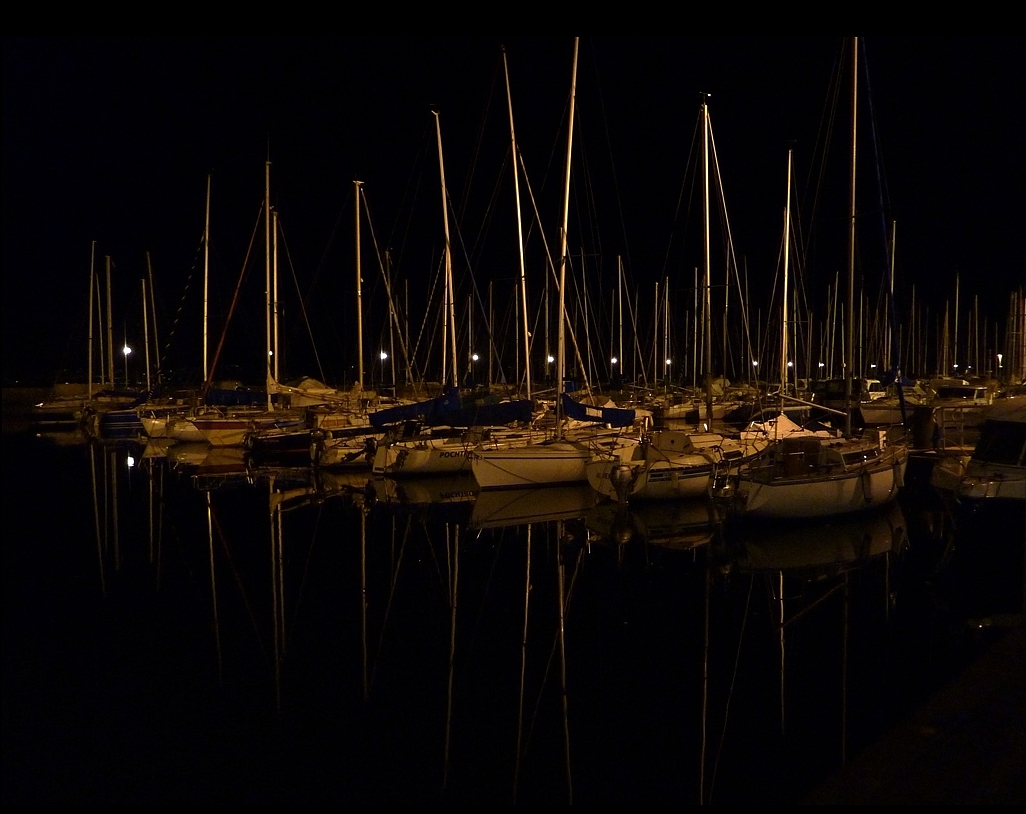 Le port d'Evian les bains ,la nuit