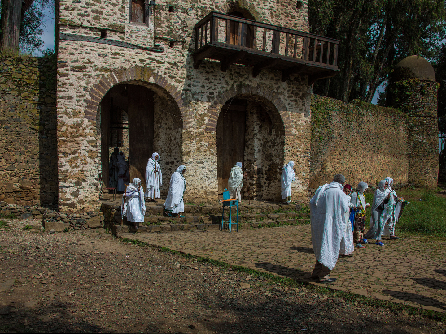 Le portique d'entrée de l'église de Debré Berhan Sélassié, à Gondar.