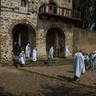 Le portique d'entrée de l'église de Debré Berhan Sélassié, à Gondar.