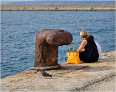 Le sac jaune et le pigeon