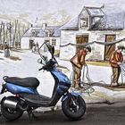 le scooter bleu