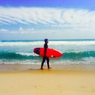 Le surfer et la planche rouge, Hamptons USA