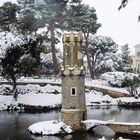 Le tre paperelle in un paesaggio invernale