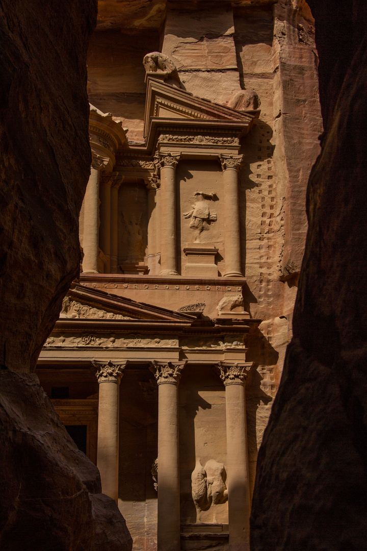 Le trésor, au bout de l'étroite gorge de Pétra, Jordanie.