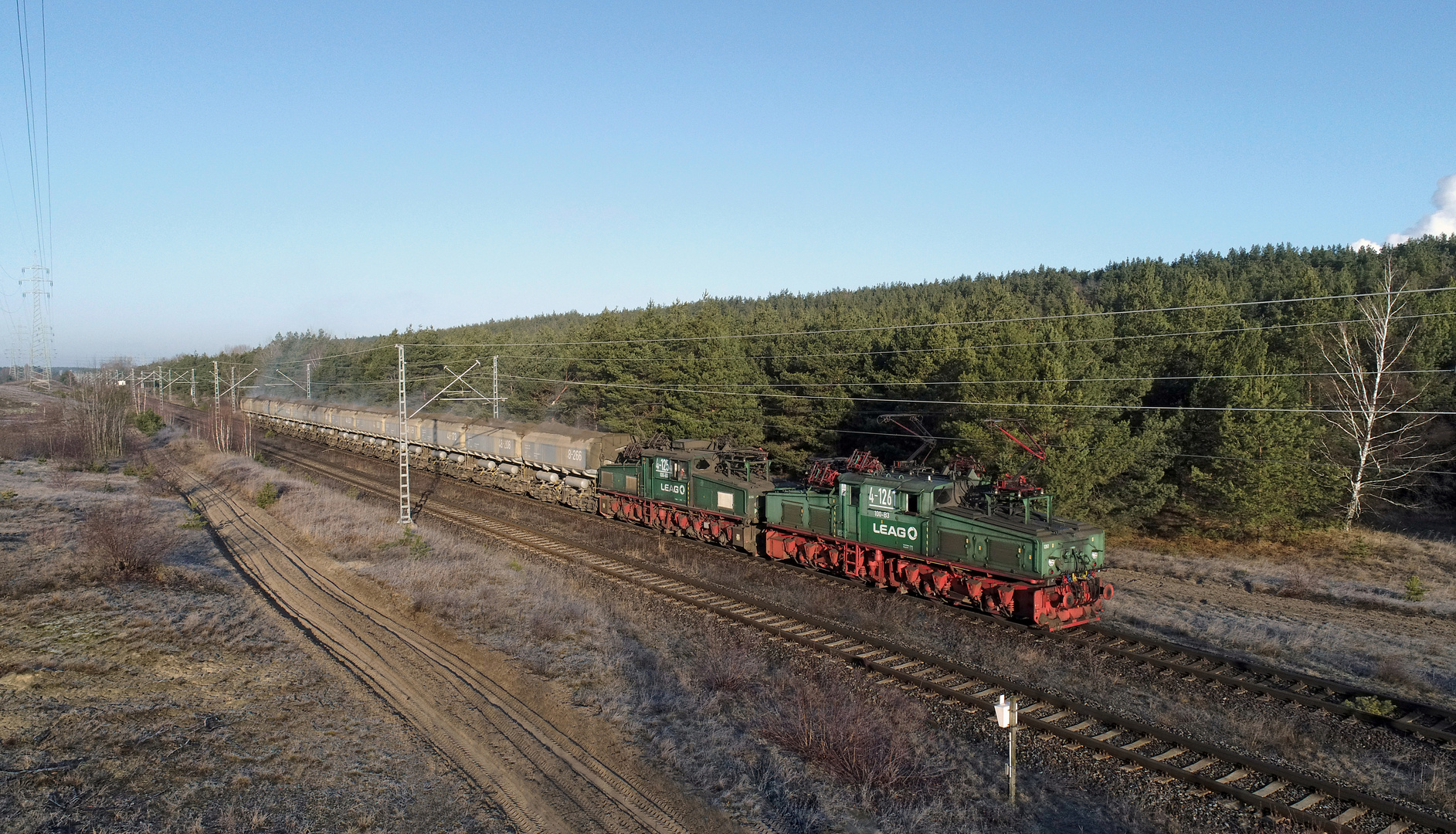 LEAG LEW EL2 Lausitzer Braunkohlerevier 4-1261 und 4-1254, 12.02.2022 Jänschwalde