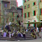 Leben auf der Piazza della Cisterna...(3D-Anaglyphe+Kreuzblick-Link)