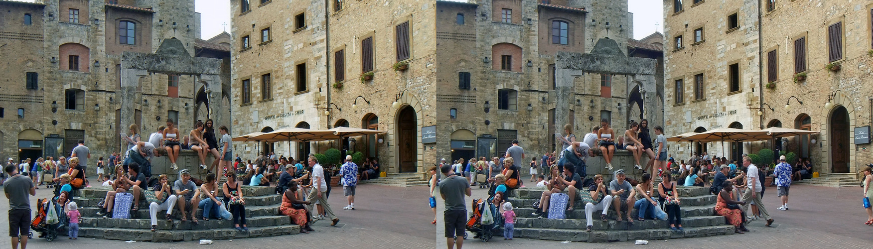 Leben auf der Piazza della Cisterna...(Kreuzblick-3D+Anaglyphen-Link+MPO-Link)