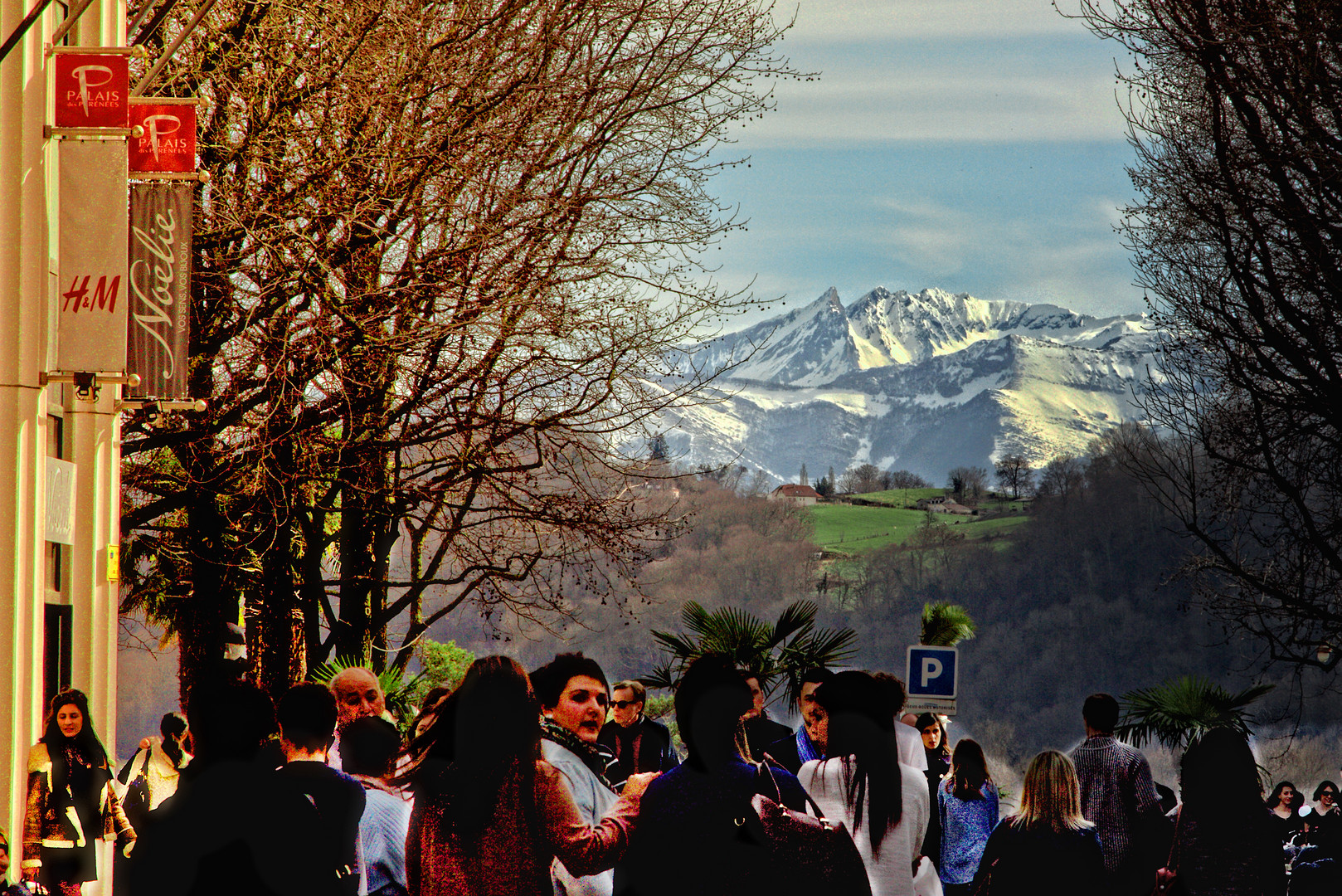 Lebendiges, junges PAU vor den Pyrénéen.