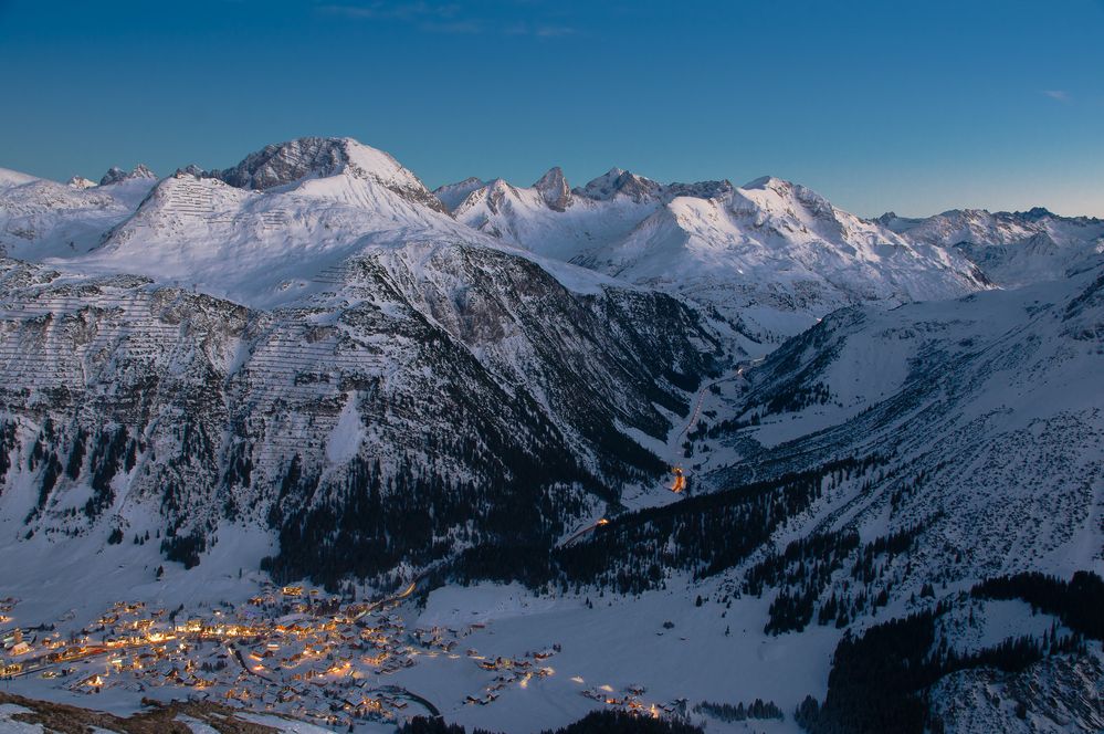 Lech-Zürs vom Kreigerhorn zur Blauen Stunde