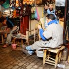 Lederverarbeitung in der Medina von Marrakech