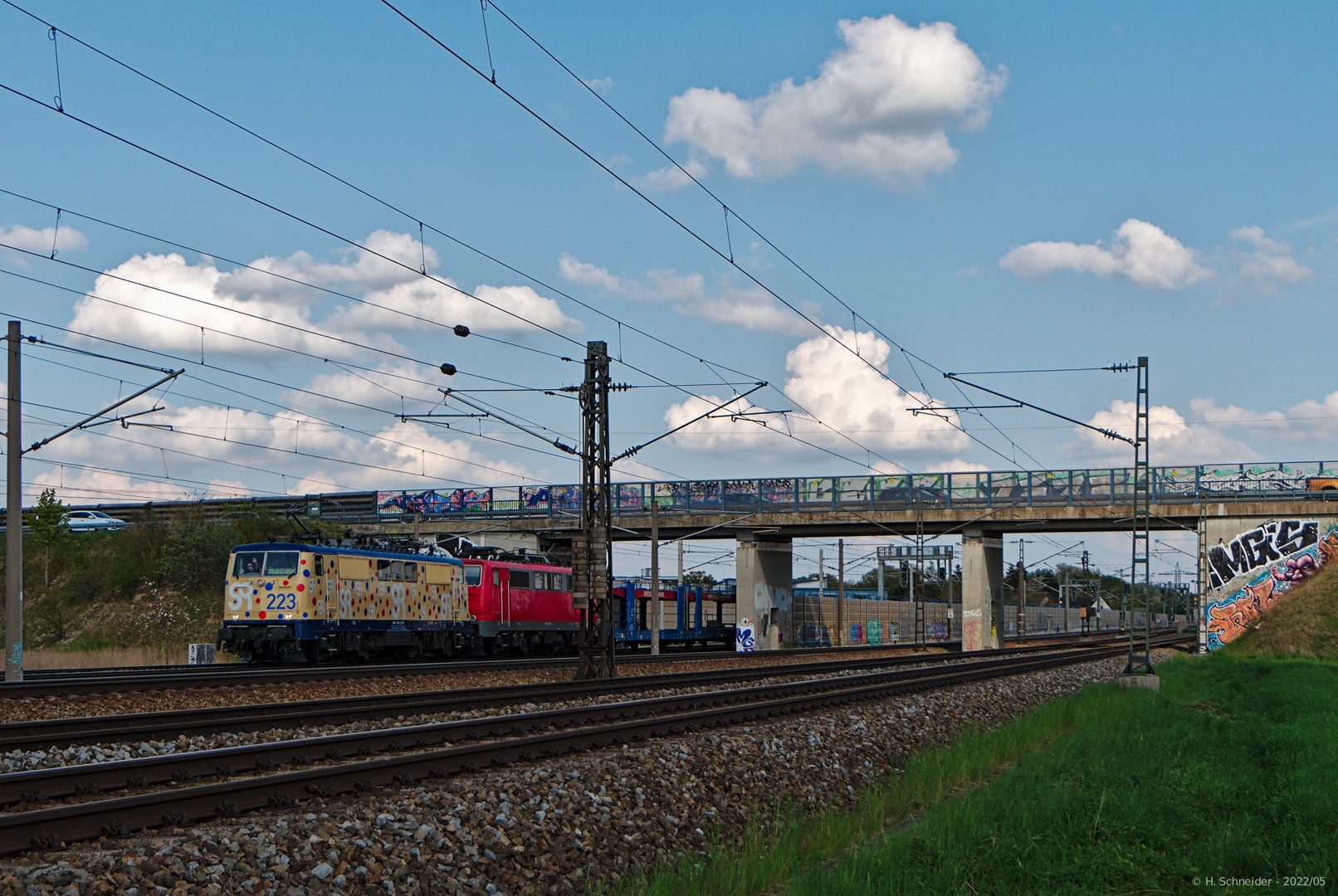 Leer-Güterzug mit "Windpocken" 111er