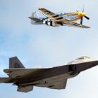 Legacy Flight by a North American P-51 D Mustang & Lockeed F-22 Raptor