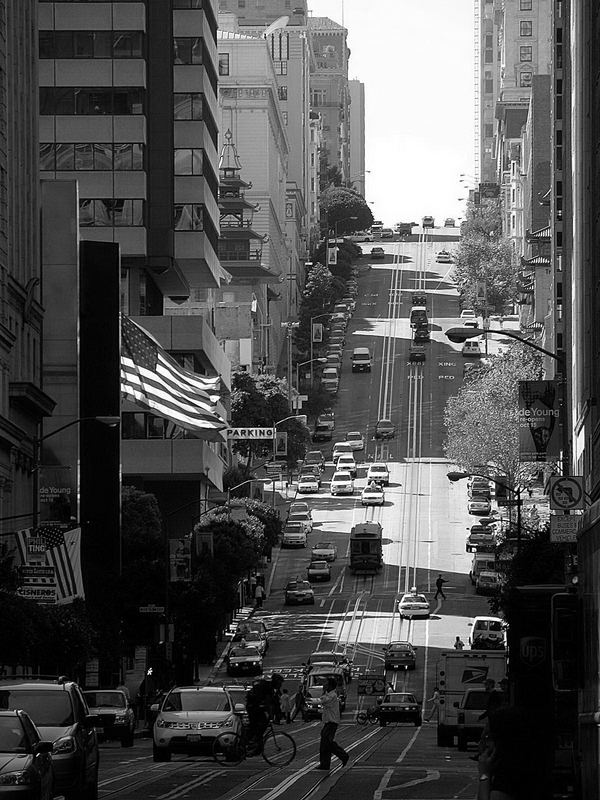Legendary California Street San Francisco CA b/w