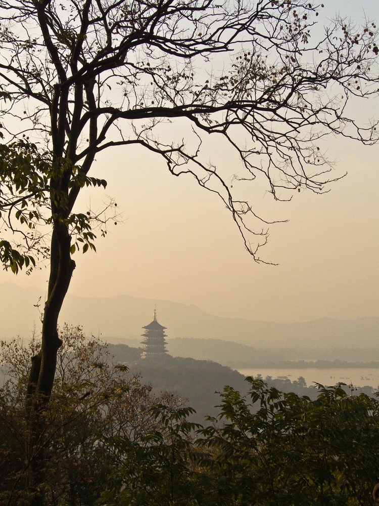 Lei Feng Pagoda and West Lake viewed from Wansong Academy, Hangzhou