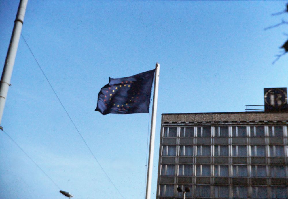 Leipzig, 10. November 1989: Europafahne