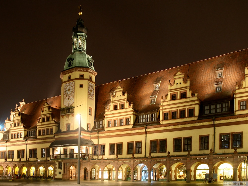 Leipzig, Altes Rathaus bei Nacht