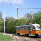 Leipzig - Fahrschulwagen 5002 auf besonderem Stück Gleis..