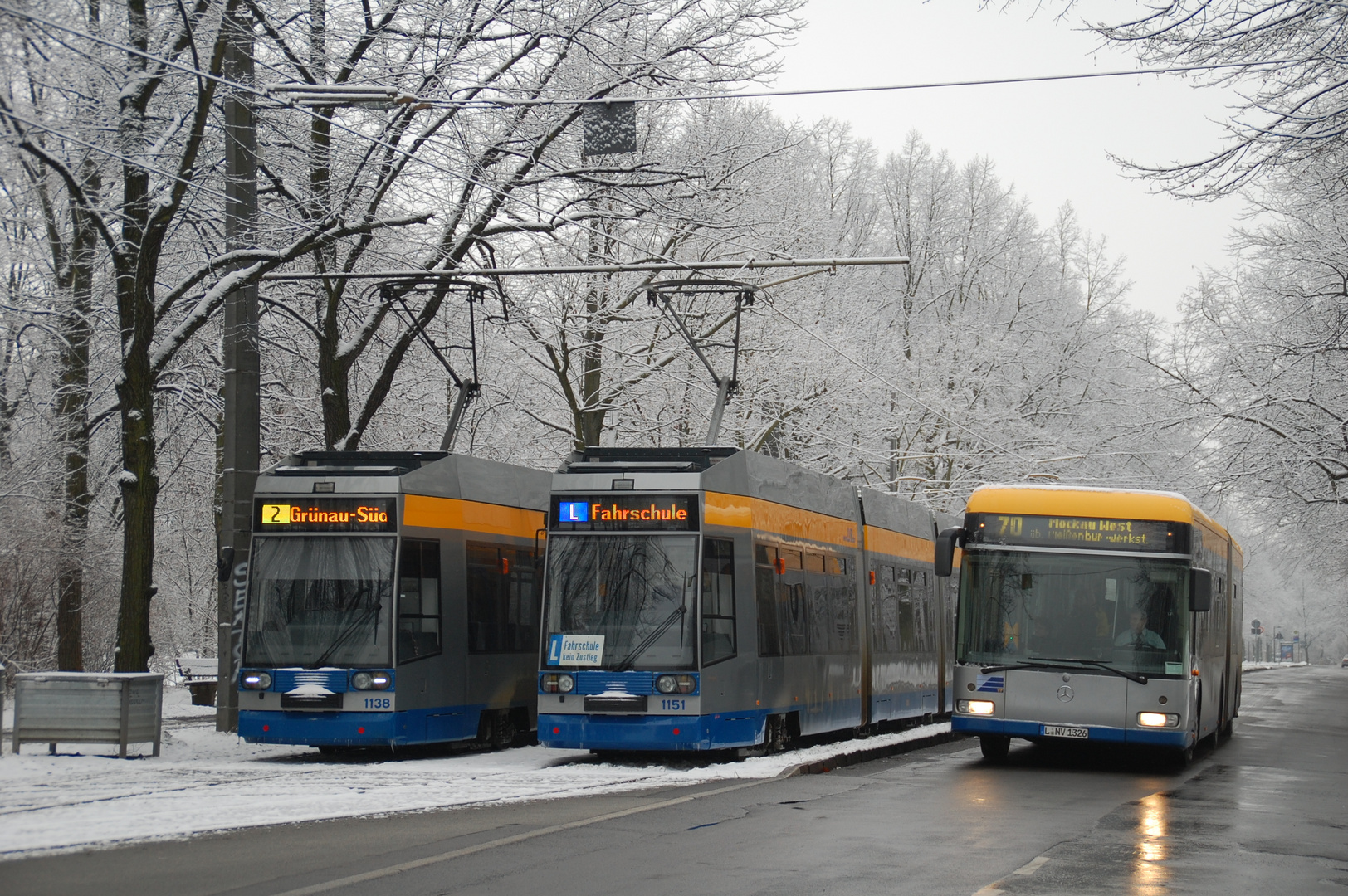 Leipzig Naunhofer Straße im Winter