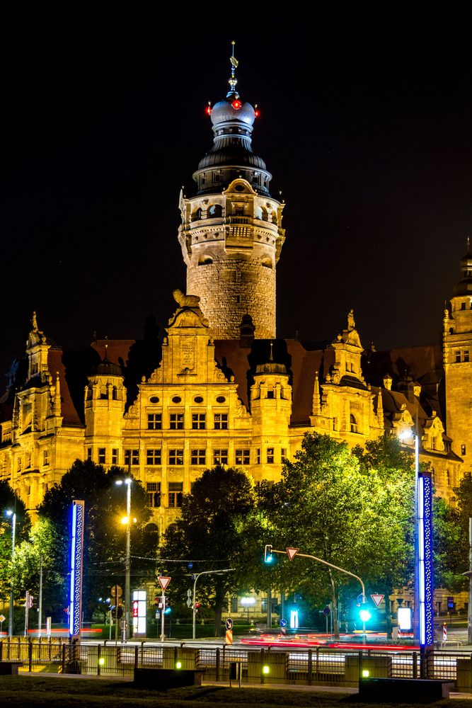 Leipzig neues Rathaus Nacht