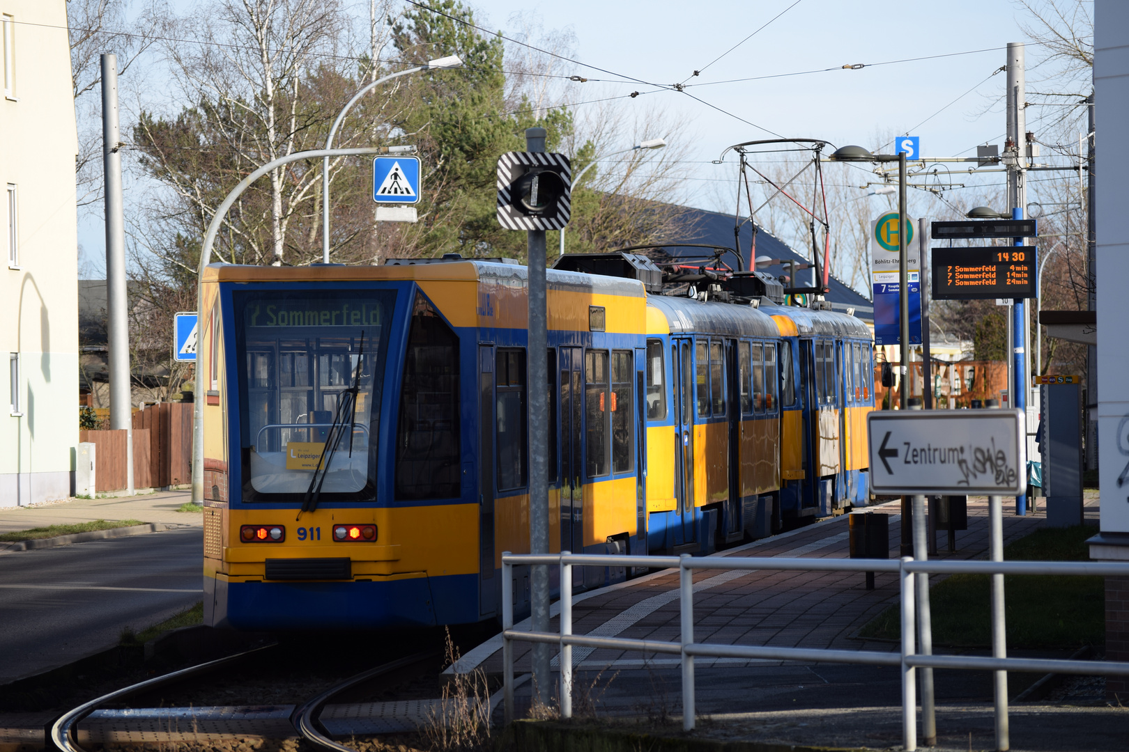 Leipziger Straßenbahn Abfahrtshaltestelle Böhlitz-Ehrenberg (1)