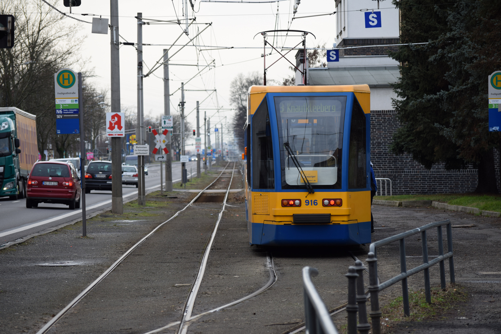 Leipziger Straßenbahn Haltestelle Freiligrathstraße Taucha