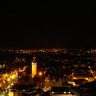 Leipzigs Skyline bei Nacht zum Lichtfest am 9. Oktober 2009