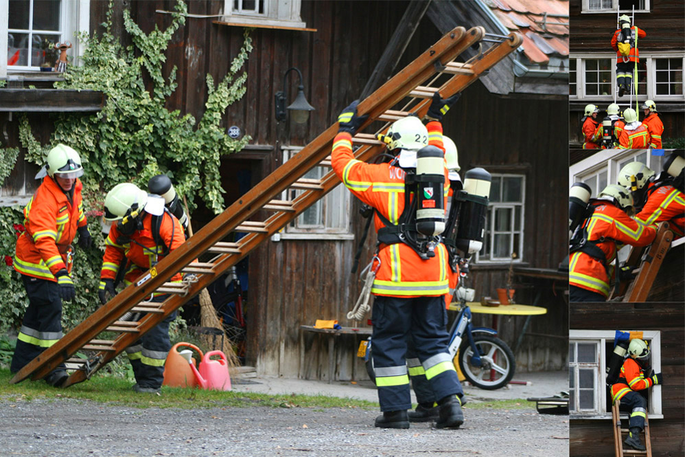 Leiternstellung für Löschangriff