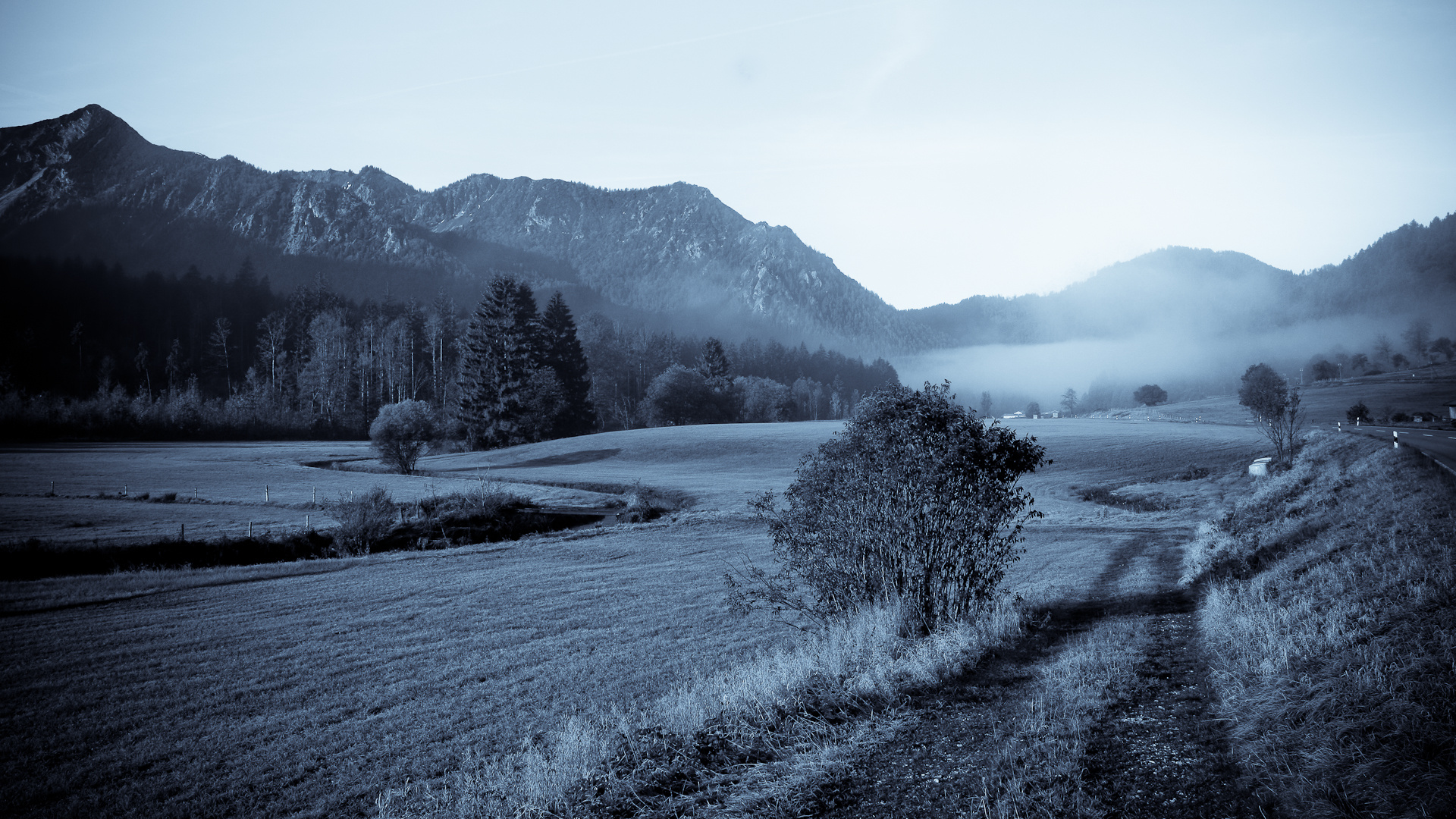 Leitzachtal im Morgennebel