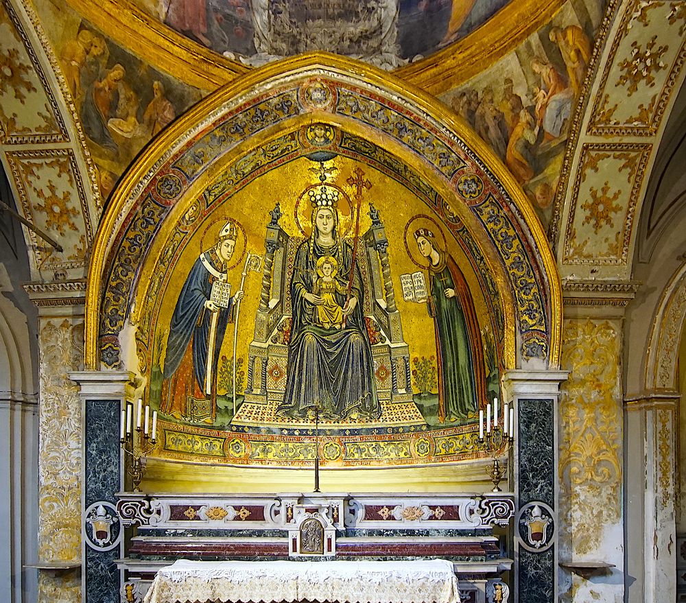 Lello da Orvieto: Madonna in trono tra i Santi Gennaro e Restituta (1322)