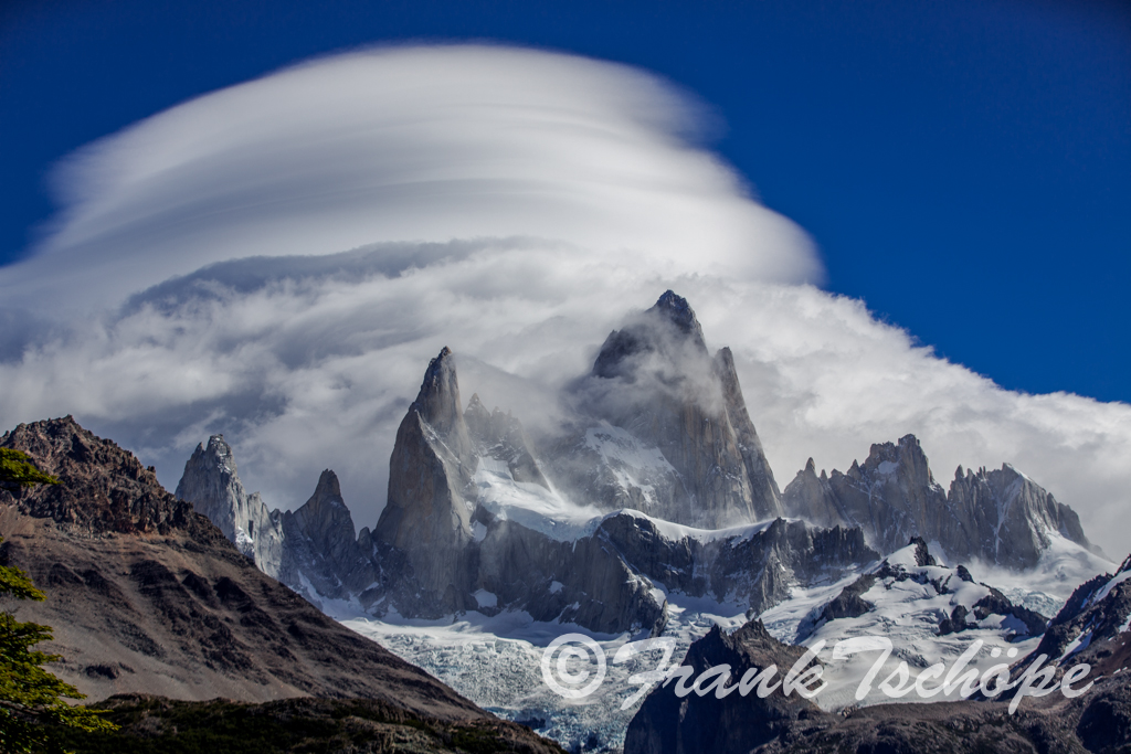 Lenticular clouds on Cerro Fitzroy in Patagonia