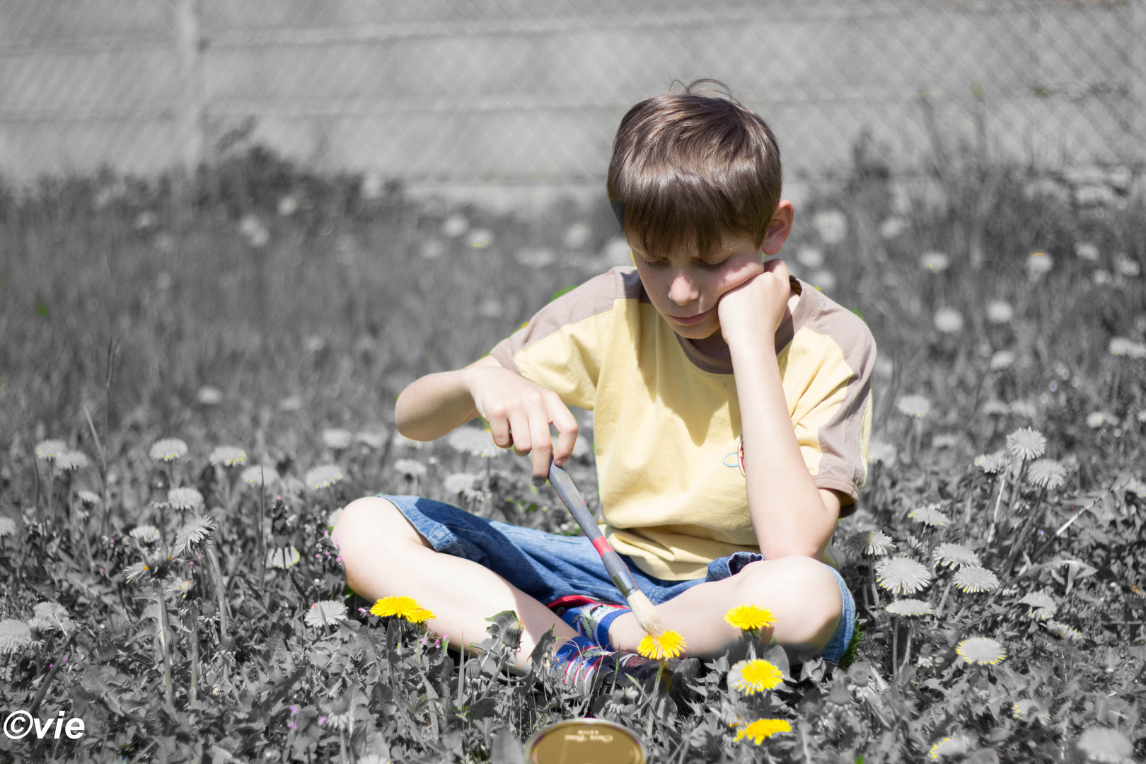 léo peint les fleurs