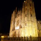 LEON CATHEDRAL ILLUMINATED ON A COLD MARCH EVENING