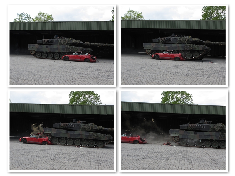 Leopard 2 überfährt Auto