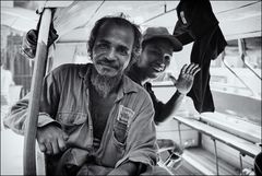 Lepra. Sammeltaxi, Rangoon, Myanmar.