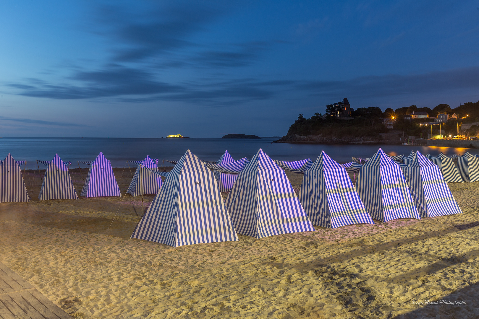 Les cabines de la plage de l'Ecluse à Dinard