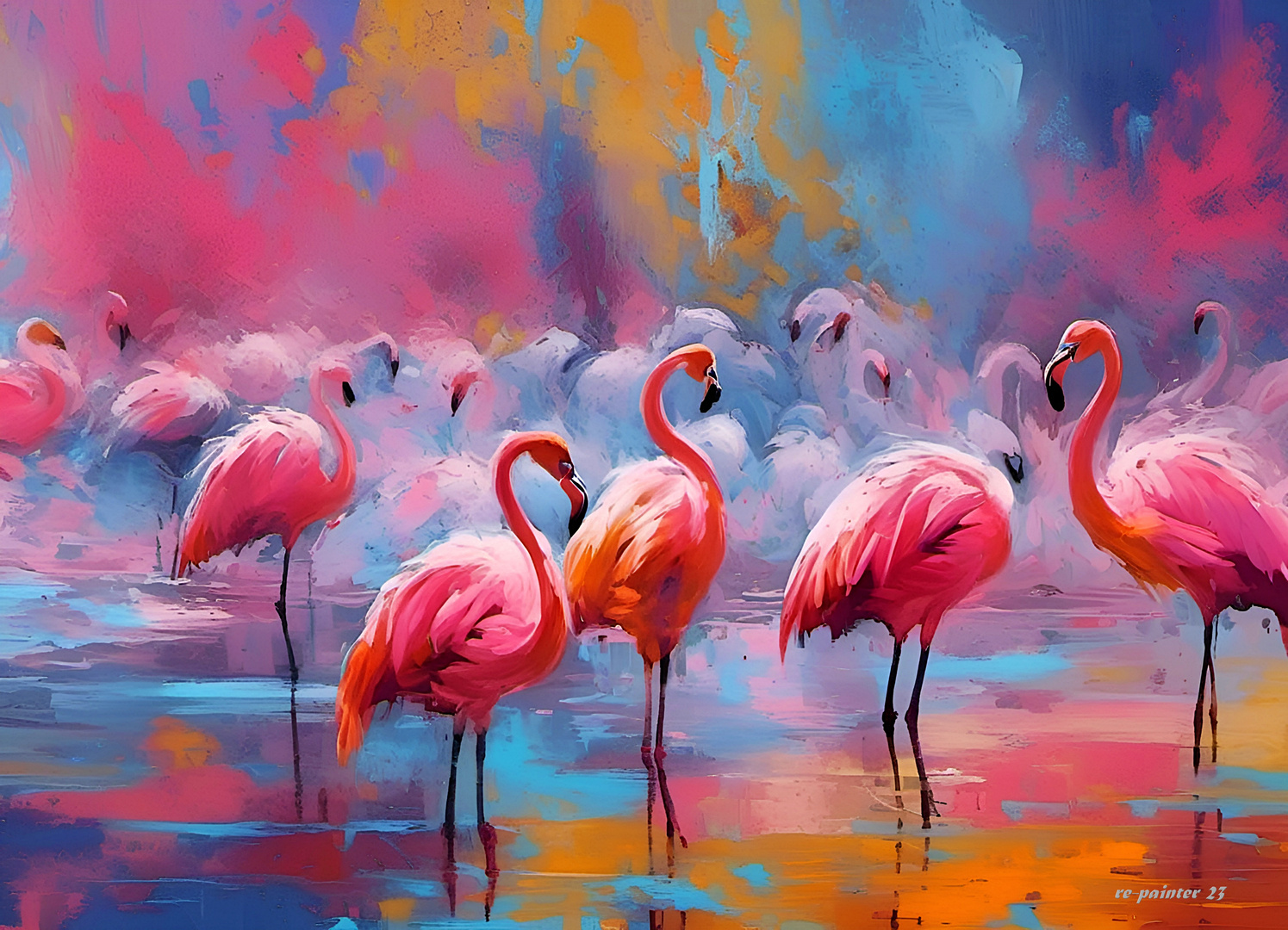 Les flamants roses..