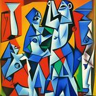 Les jeunes hommes d'Avignon. style Pablo Picasso