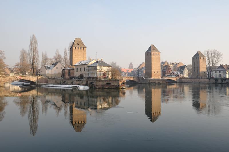 Les Ponts Couverts dans le quartier de la Petite France à Strasbourg...