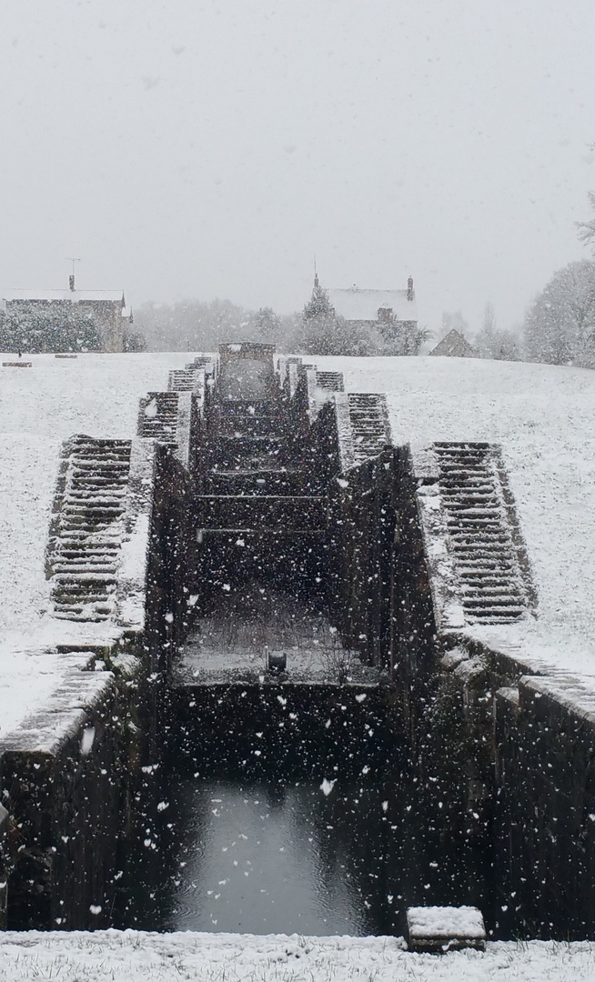 Les sept écluses sous la neige