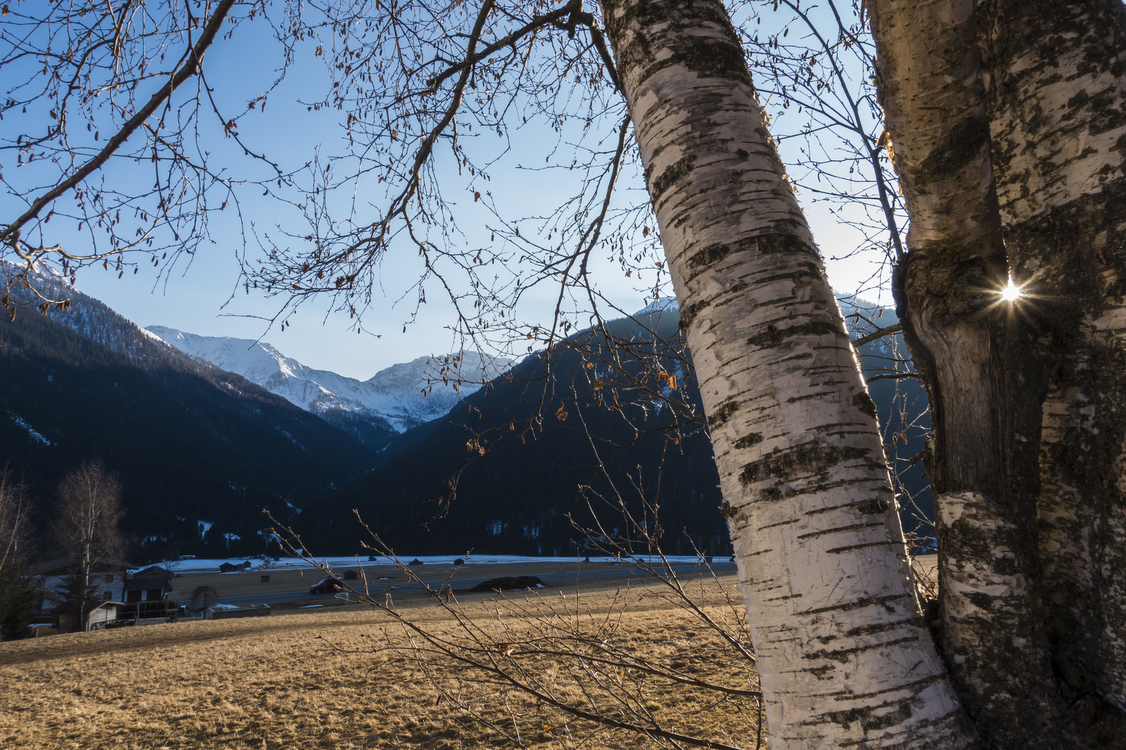 Lesachtal bei Obertilliach im schneearmen Winter 2017